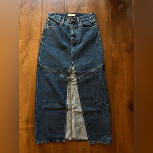 Madewell The Rilee Blue Denim Midi Skirt